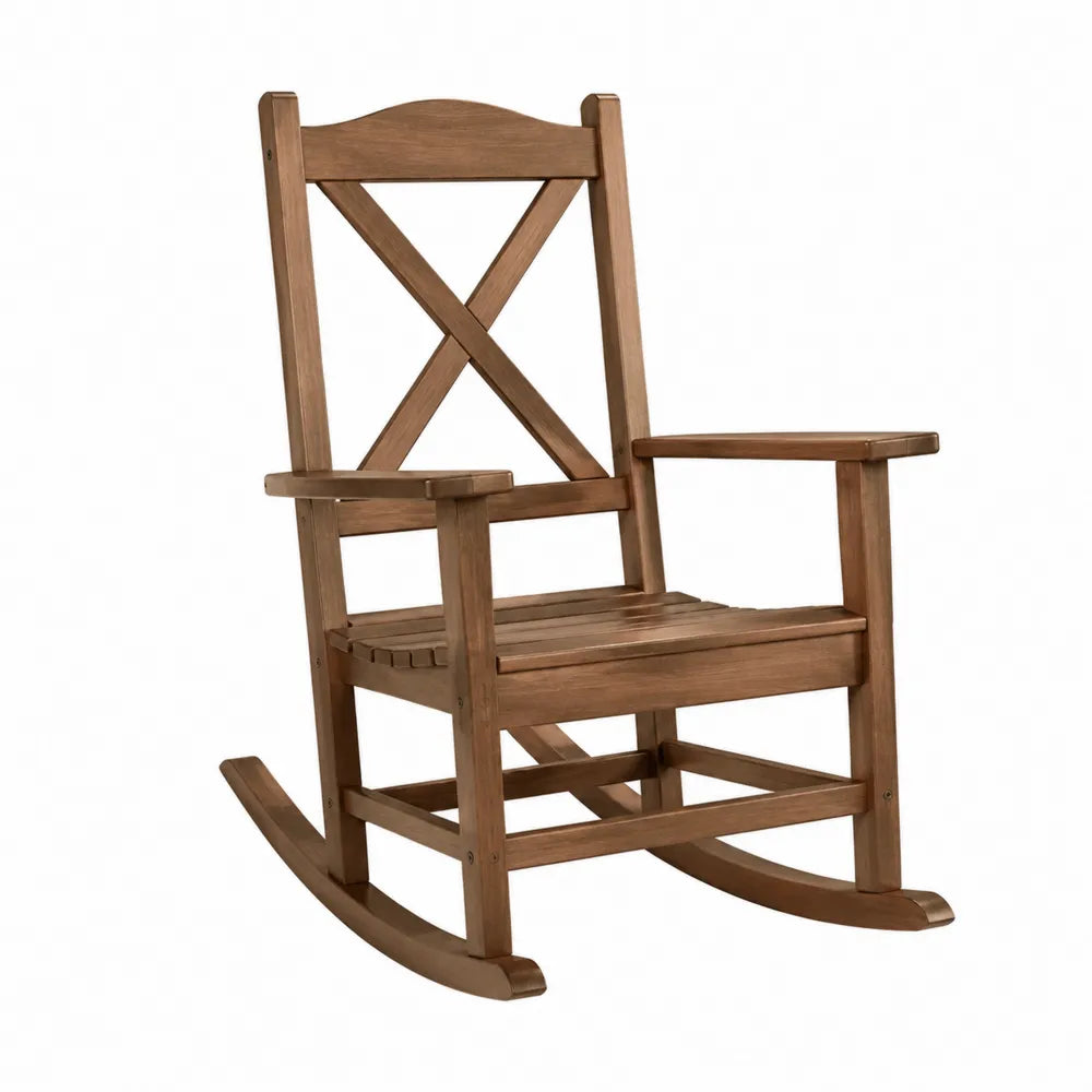 Chaise berçante en bois de teck extérieur