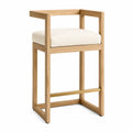 Tabouret de bar en bois de chêne avec tissu crème