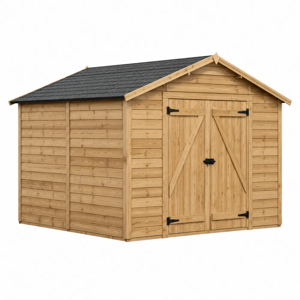 Abri de jardin en bois de pin avec toit en bitume 300x250x200 cm