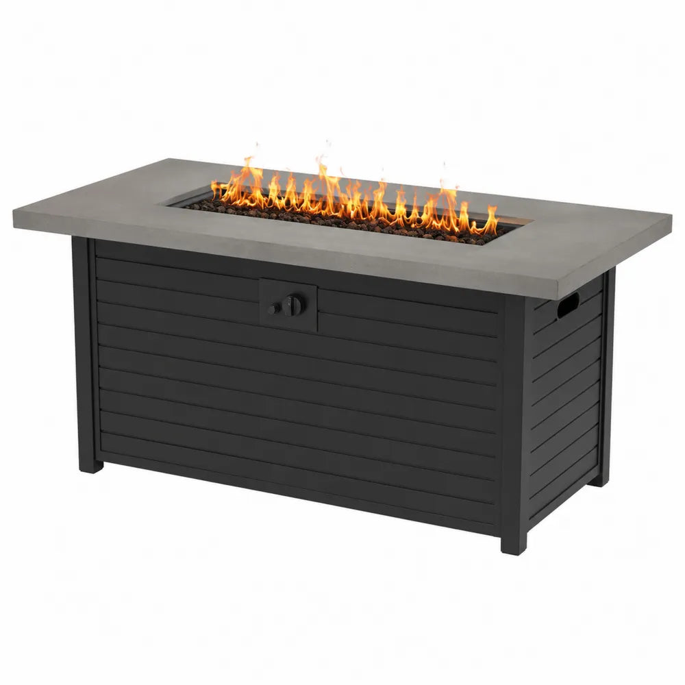 Table à feu extérieur acier et béton noir