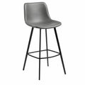 Tabouret de bar en similicuir gris avec pieds en métal noir