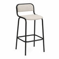 Tabouret de bar en métal noir avec assise en tissu polyester beige
