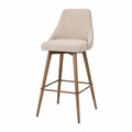 Tabouret en tissu polyester beige avec pieds en bois de hêtre 106 cm