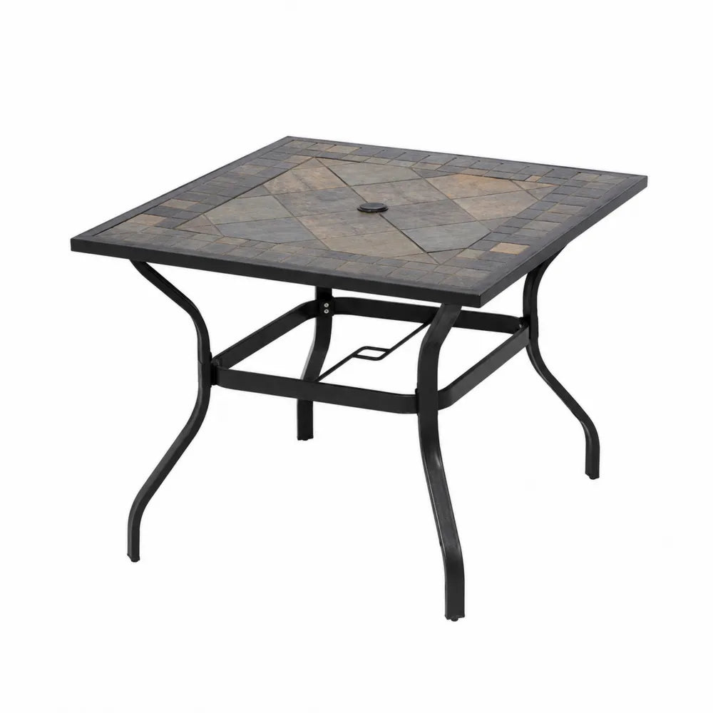 Table de jardin en ardoise et acier 90x90 cm