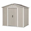 Abri de jardin en métal avec portes coulissantes beige