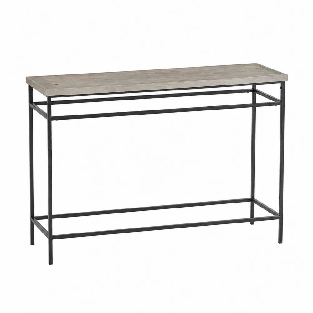Table console rectangulaire en métal et bois de pin 120x35x75 cm