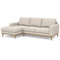 Canapé d'angle en tissu et bois 280x160 cm beige