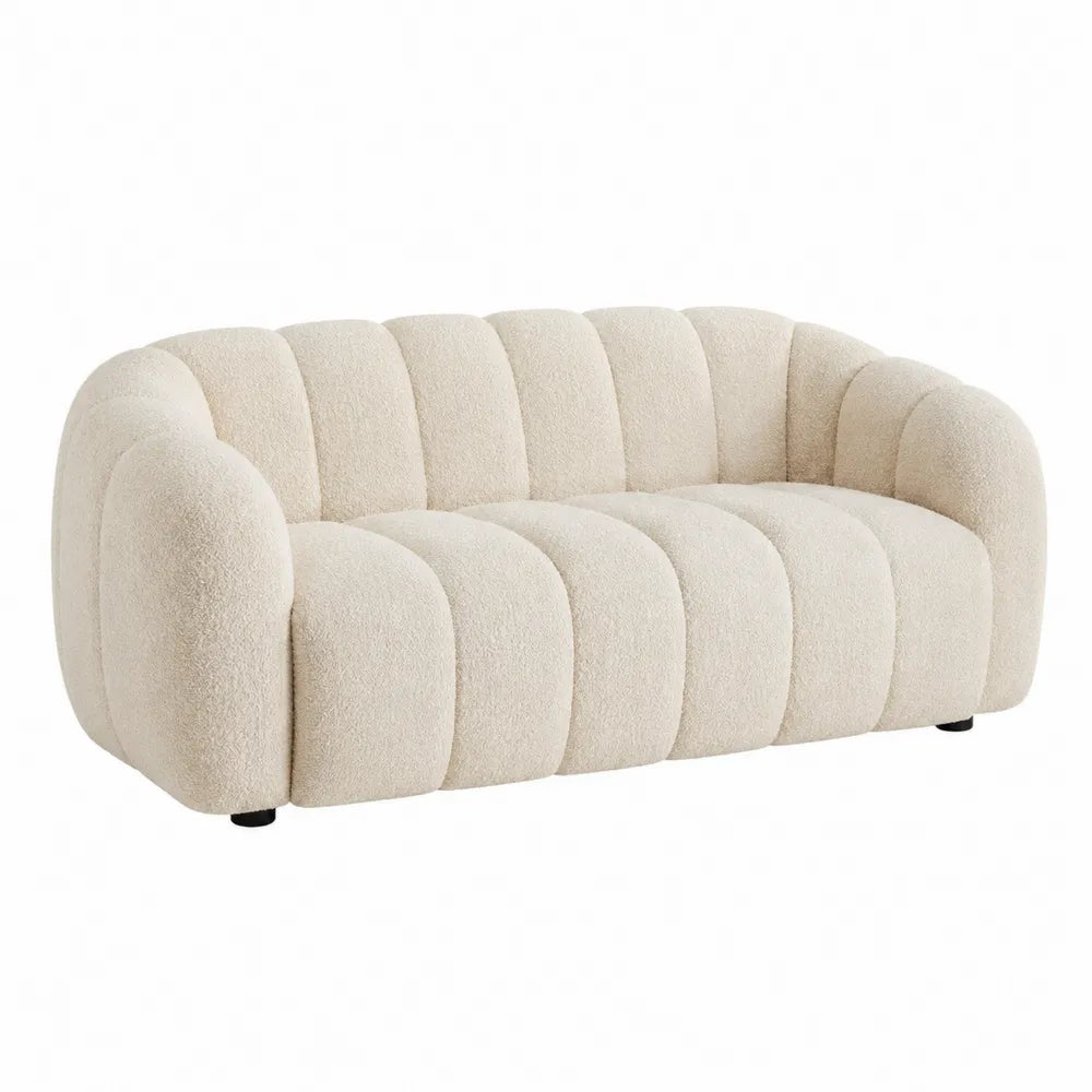 Canapé en tissu bouclé beige 180 cm