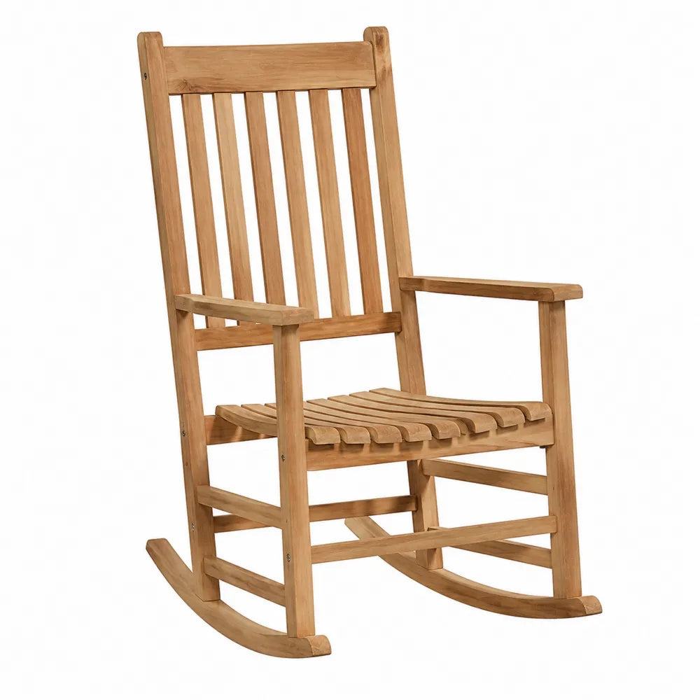Chaise à bascule en teck brun naturel