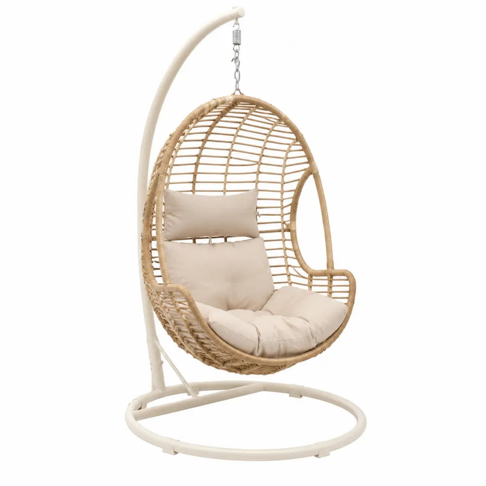 Chaise suspendue en rotin avec support en métal 195 x 95 x 105 cm