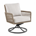 Fauteuil pivotant d'extérieur en corde et aluminium avec coussins beiges