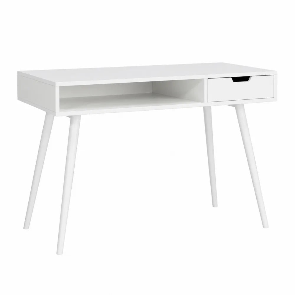 Bureau en Bois Blanc avec Tiroir et Rangement