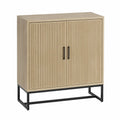 Buffet en bois clair avec structure en métal noir