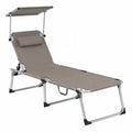 Chaise longue d'extérieur pliante en aluminium et textile beige