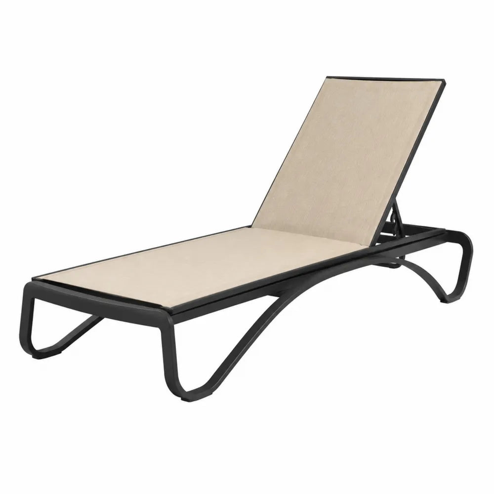 Chaise longue extérieure en aluminium et textilène ajustable beige