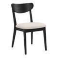 Chaise en bois noir avec assise en tissu polyester beige