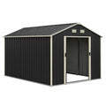 Abri de jardin en métal noir et gris 3m x 2.5m