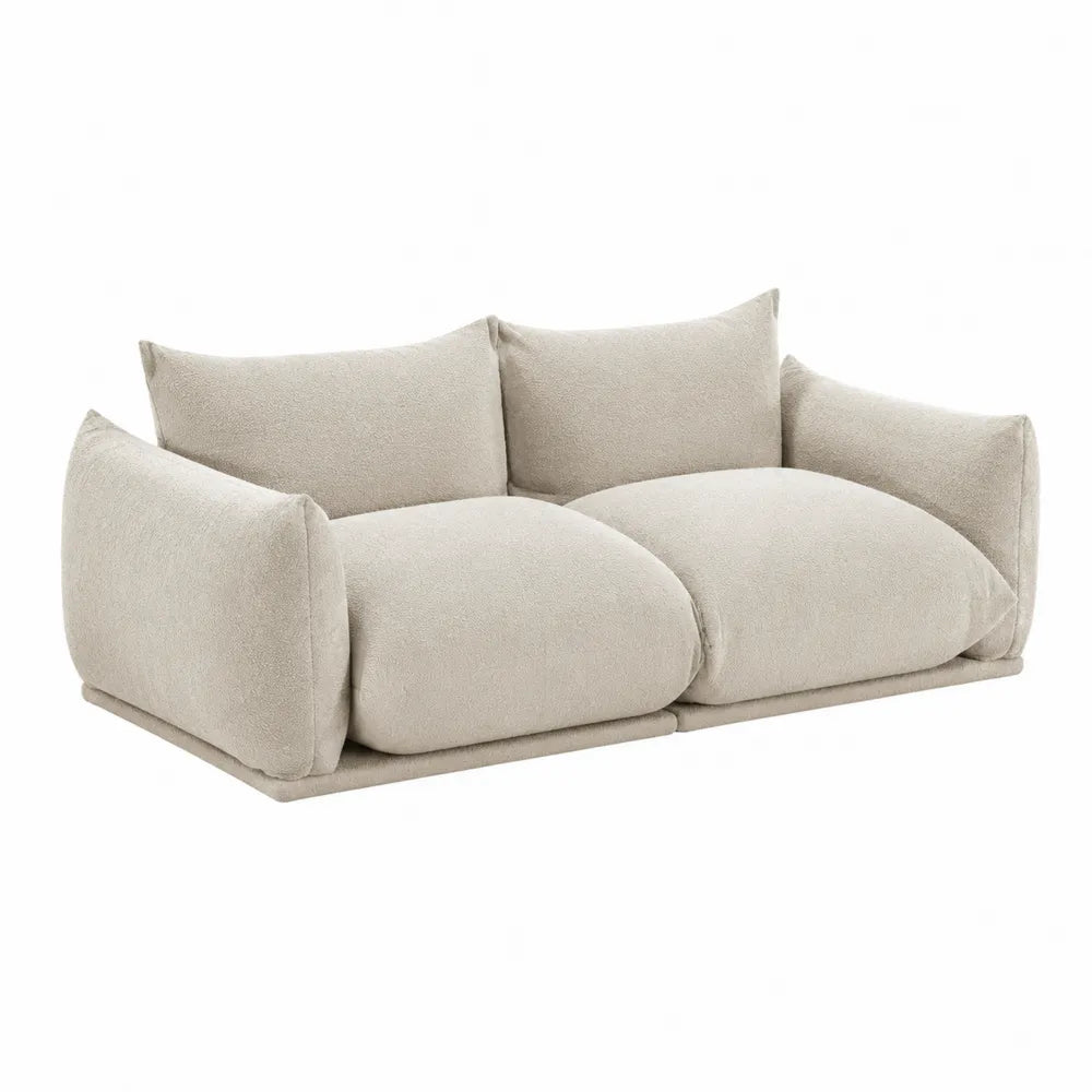 Canapé modulaire 2 places en tissu bouclé beige
