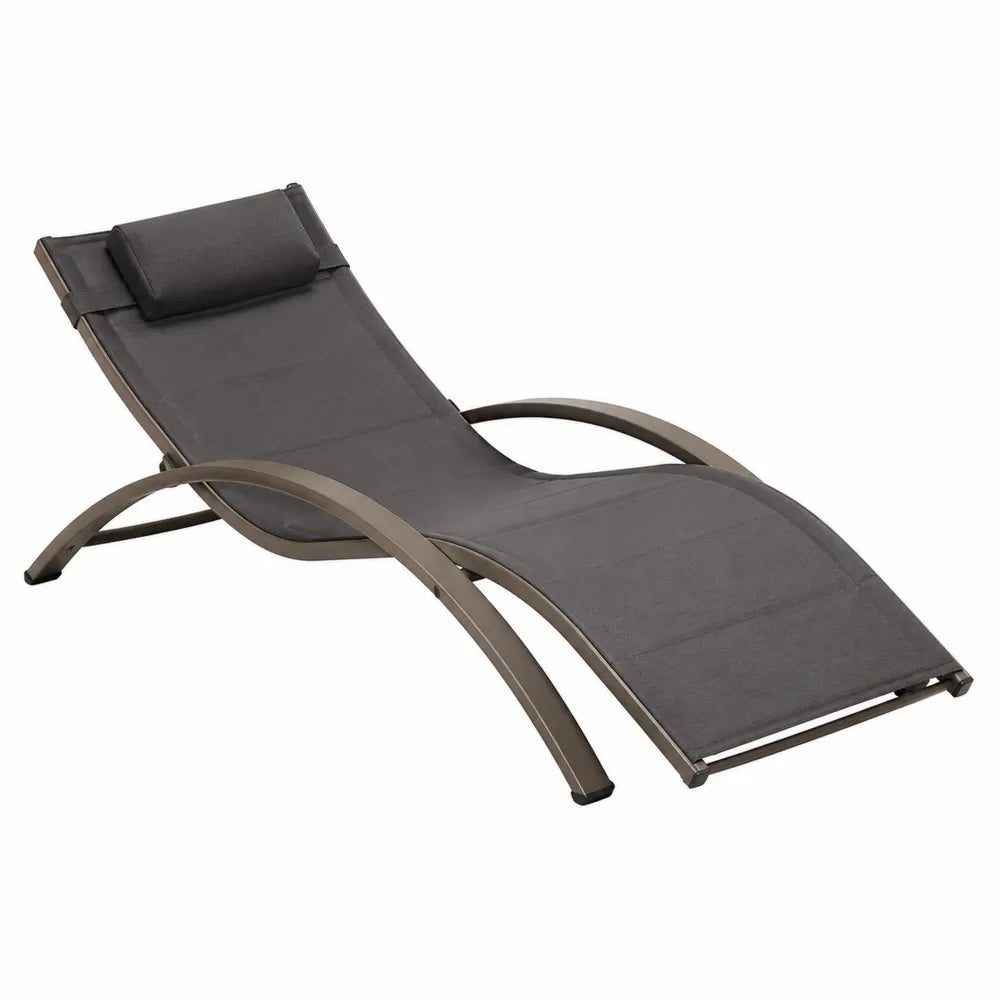Chaise longue extérieure en aluminium et textilène gris 200 cm