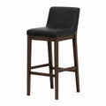 Tabouret de bar en cuir synthétique noir avec cadre en bois massif