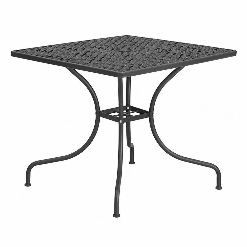 Table carrée d'extérieur en métal noir